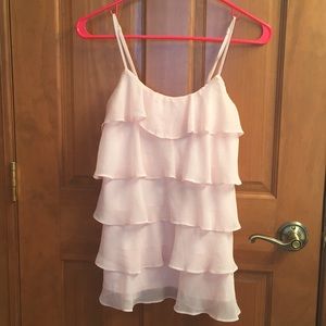 Pink ruffle tank